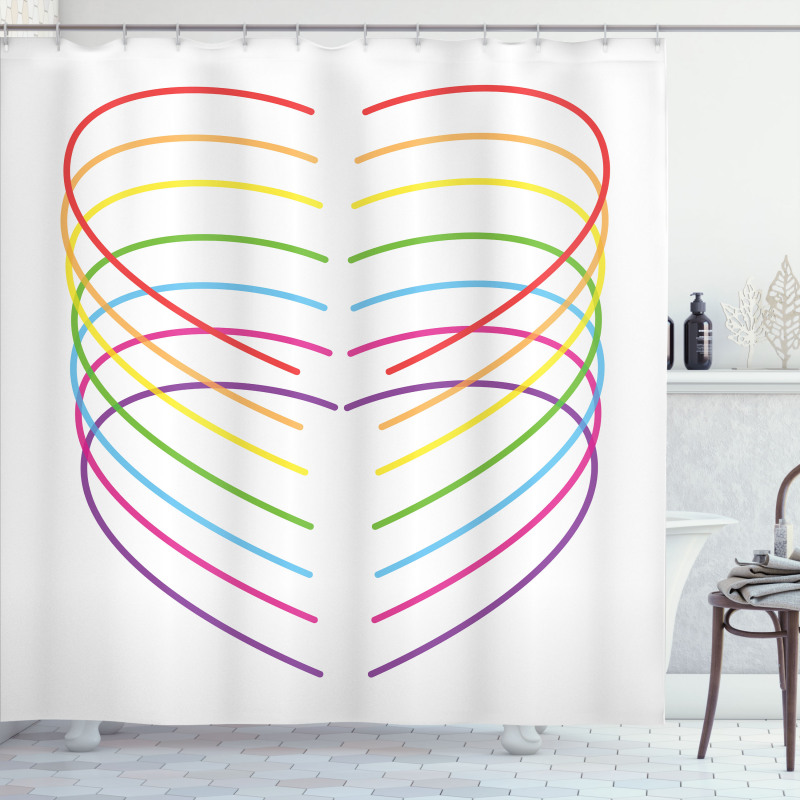 Vivid Outline Heart Drawings Shower Curtain