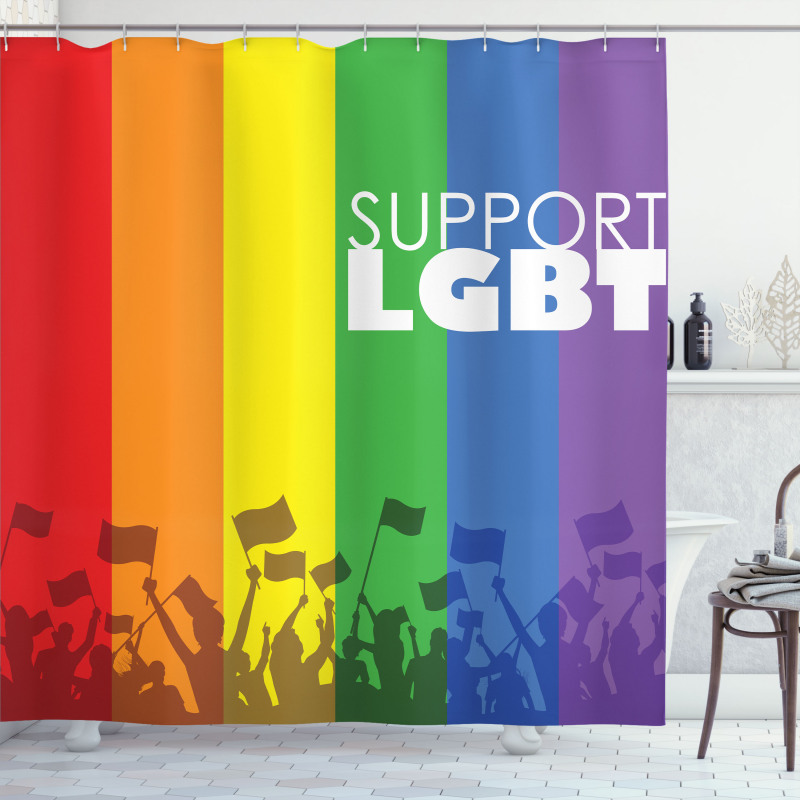 Support LGBT Celebration Flag Shower Curtain