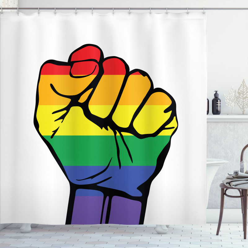 Gay Rights Rainbow Fist LQBT Shower Curtain