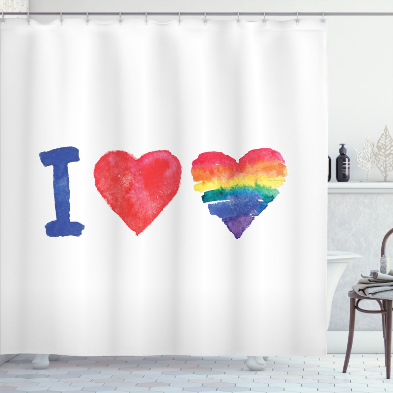 Watercolor I Love LGBT Homo Shower Curtain