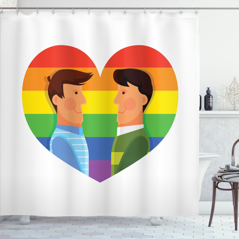 Smiling Men Gay Rainbow Flag Shower Curtain