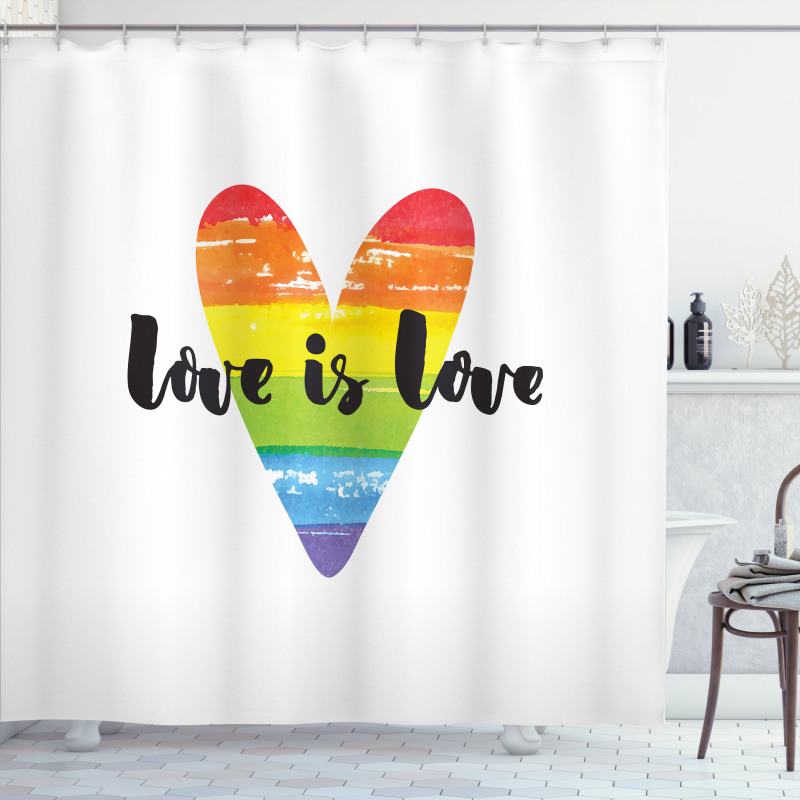 Love is Love Rainbow Heart Shower Curtain