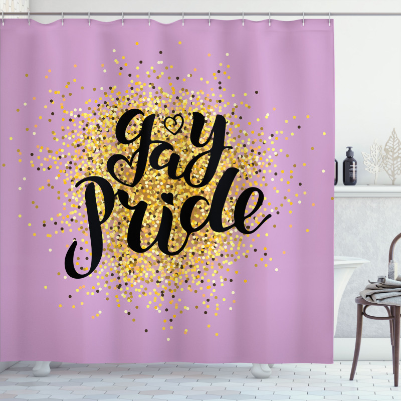 Gay Pride Dots on Lilac Shower Curtain