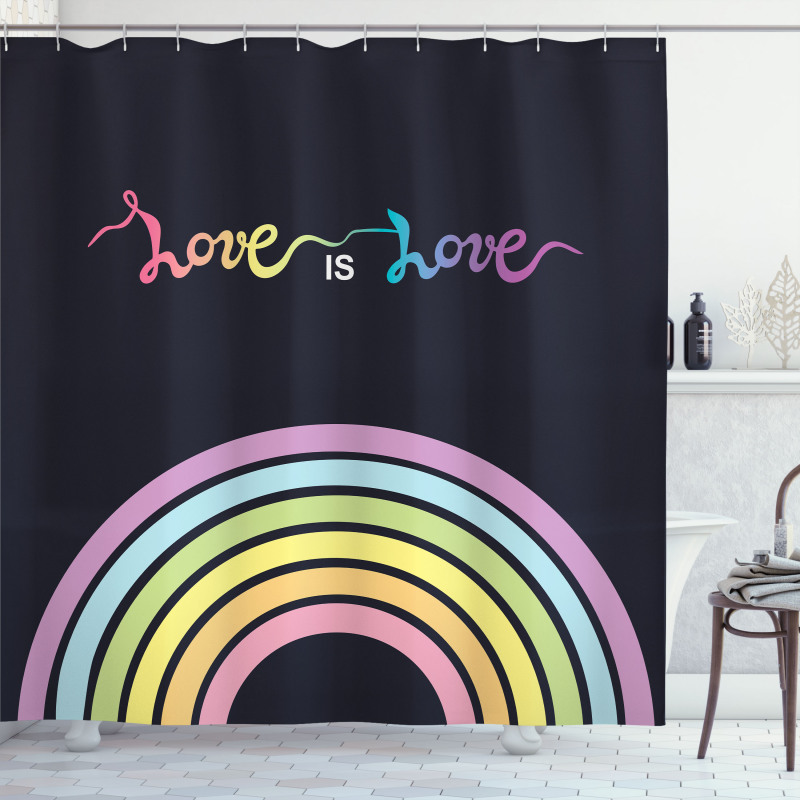 Love is Love Rainbow Lines Shower Curtain