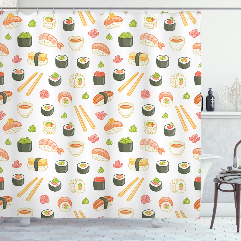 Japanese Cuisine Cartoon Art Shower Curtain