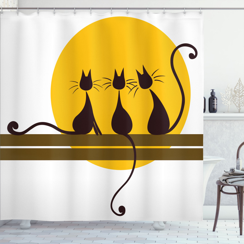 3 Black Cats Feline Shower Curtain