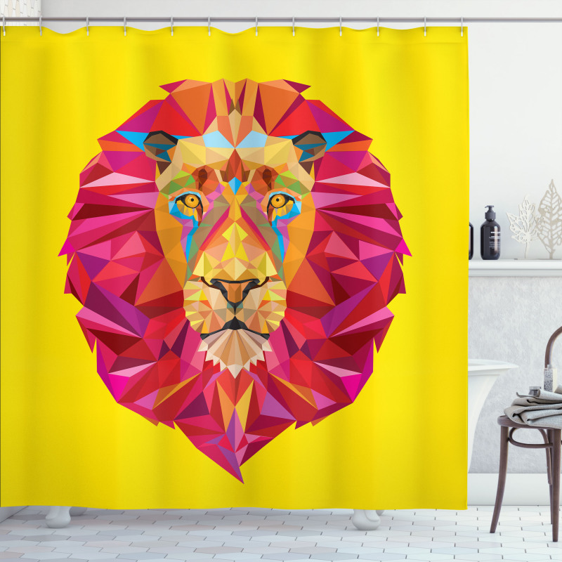 Geometric Lion Face Shower Curtain