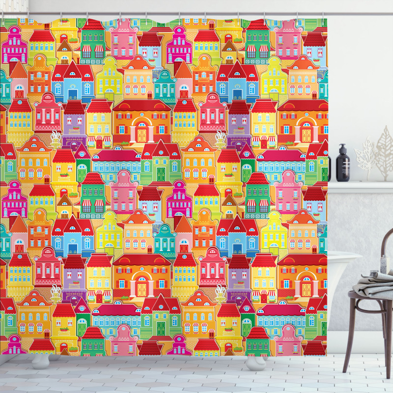 Colorful Houses Shower Curtain
