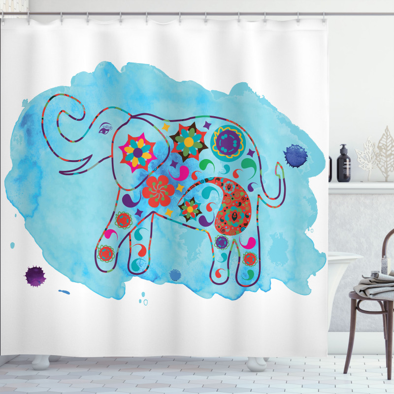 Thailand Elephant Paisley Shower Curtain