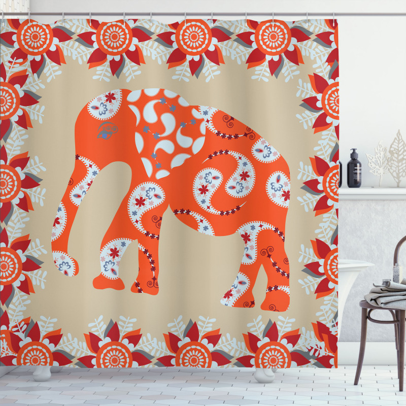 Orange Flower Blossoms Shower Curtain