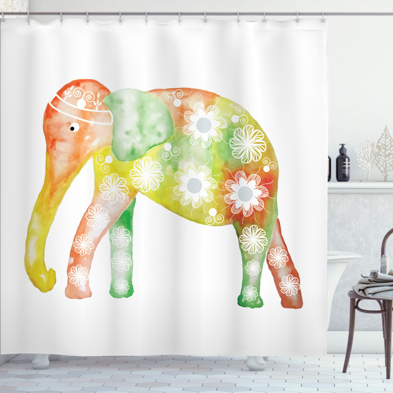 Elephant Daisy Flower Shower Curtain