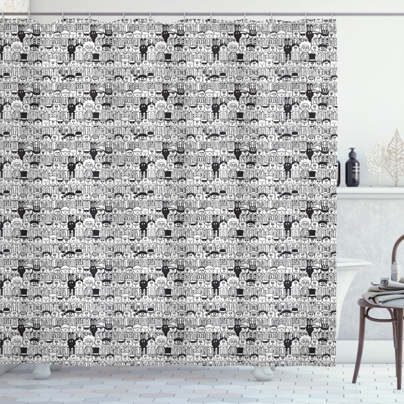 Comic Funny Rabbits Shower Curtain