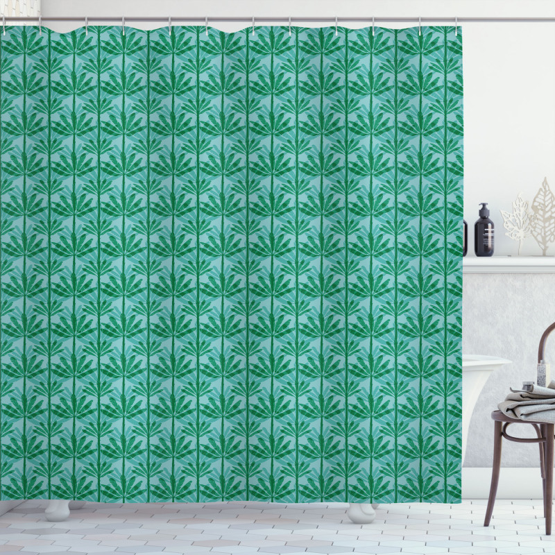Banana Leaves Exotic Pattern Shower Curtain