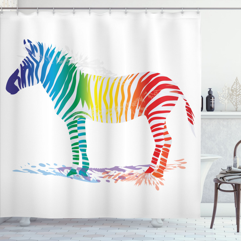 Zebra Rainbow Colors Shower Curtain