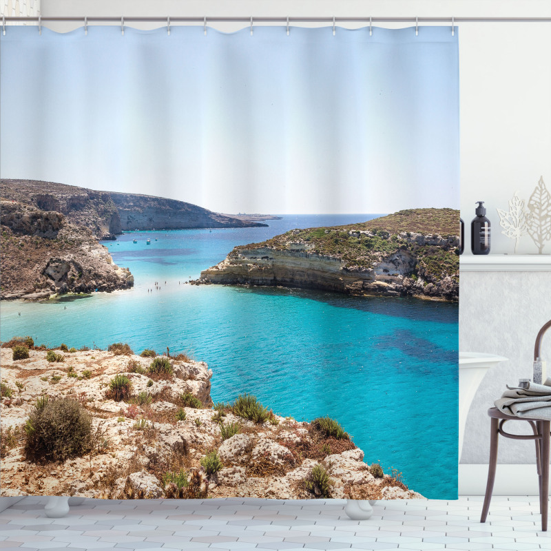 Lampedusa Island Pure Water Shower Curtain