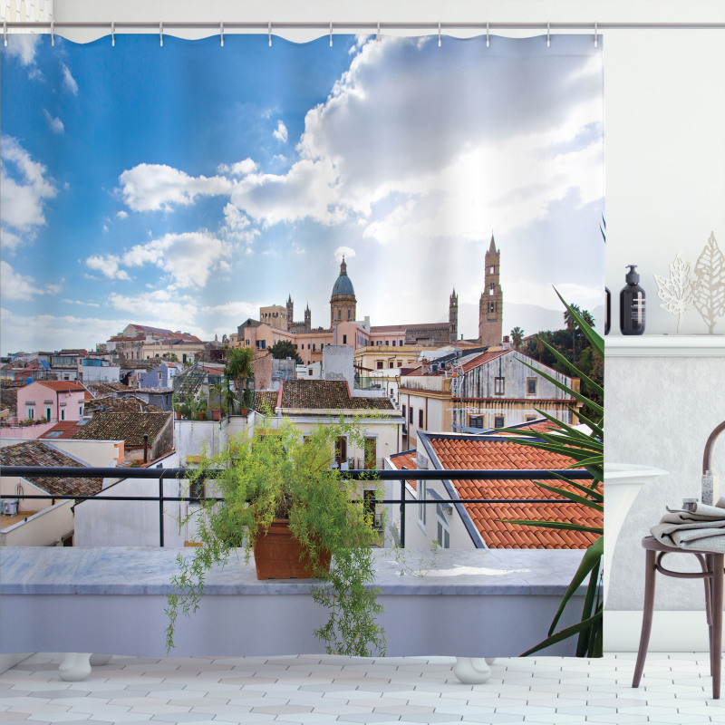 City of Palermo Panorama Shower Curtain