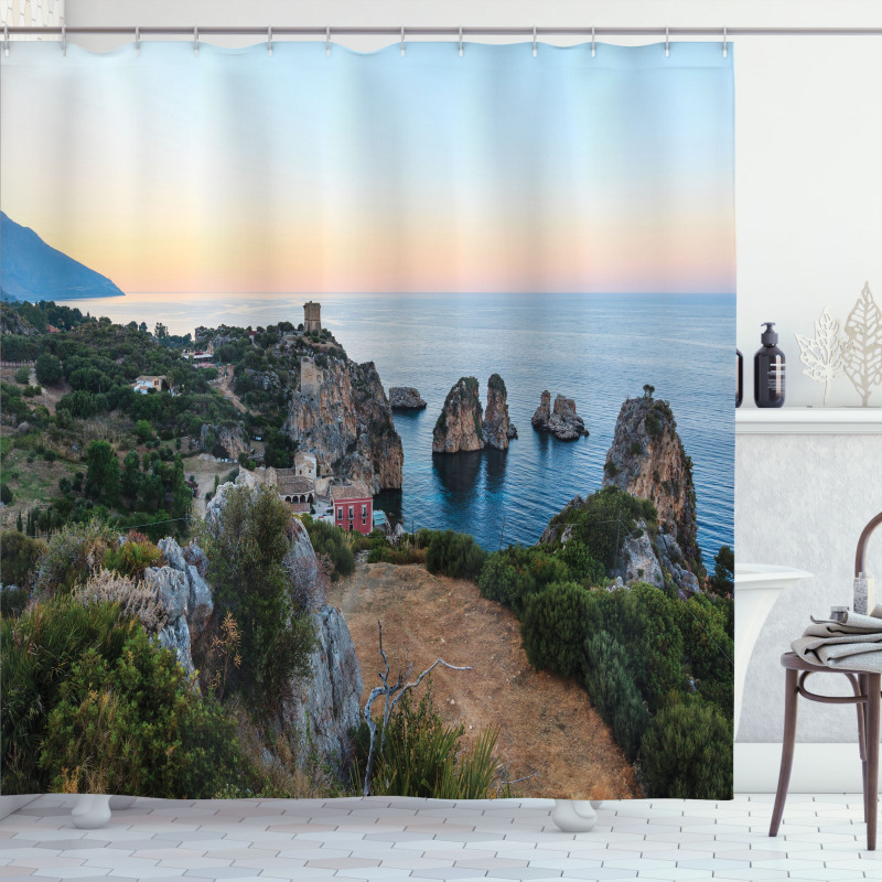 Tyrrhenian Sea Bay Sunset Shower Curtain