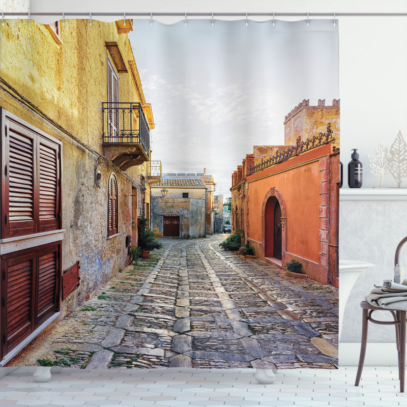 Narrow Street Erice Shower Curtain