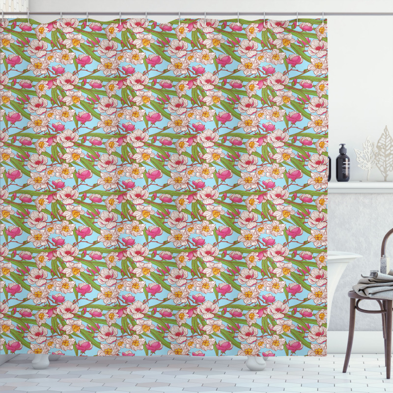 Narcissus and Magnolias Shower Curtain
