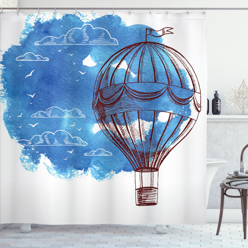 Bon Voyage Sky Cloud Balloon Shower Curtain