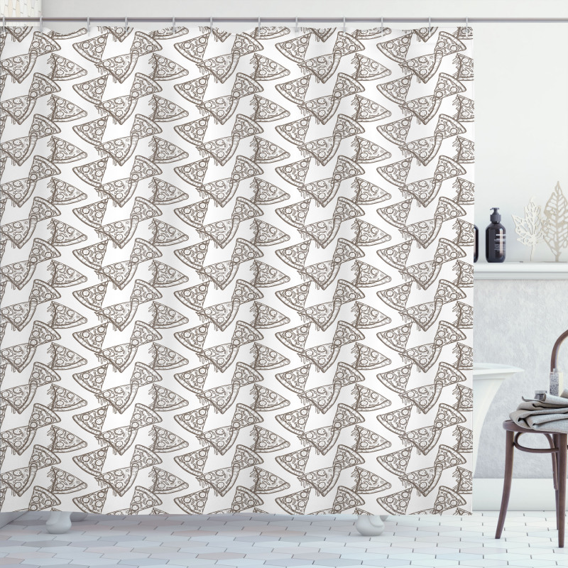 Simplistic Drawn Pizza Slices Shower Curtain