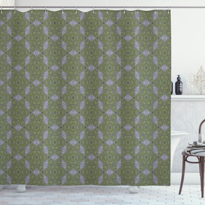 Stripped Floral Art Shower Curtain