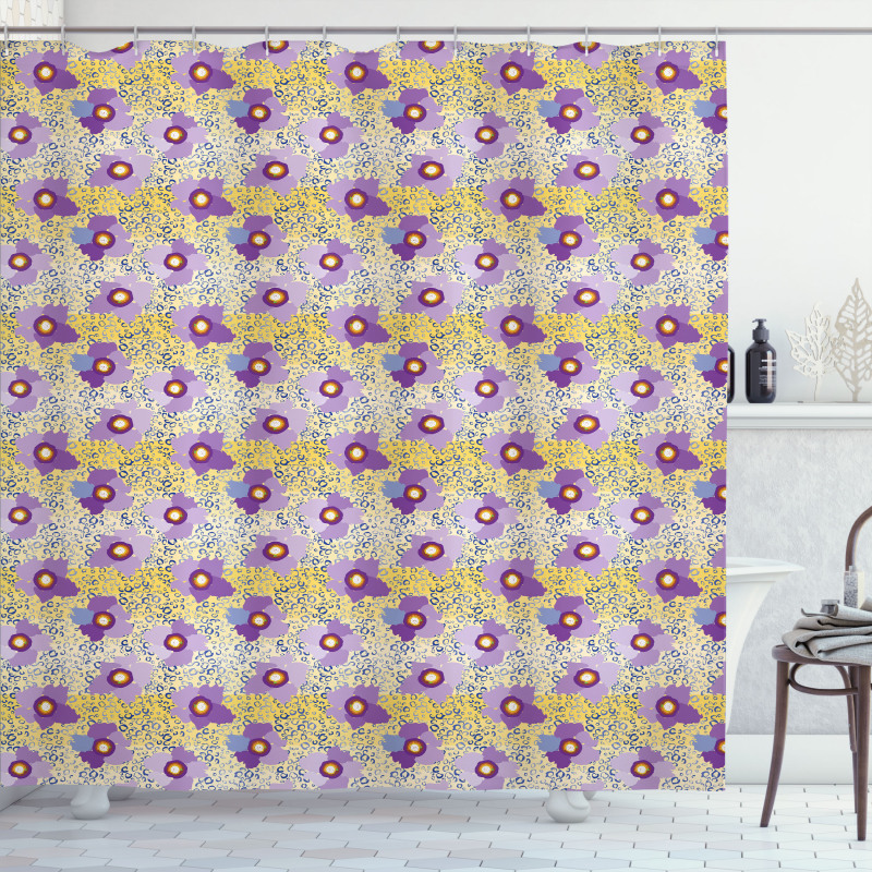 Vibrant Abstract Flowers Shower Curtain