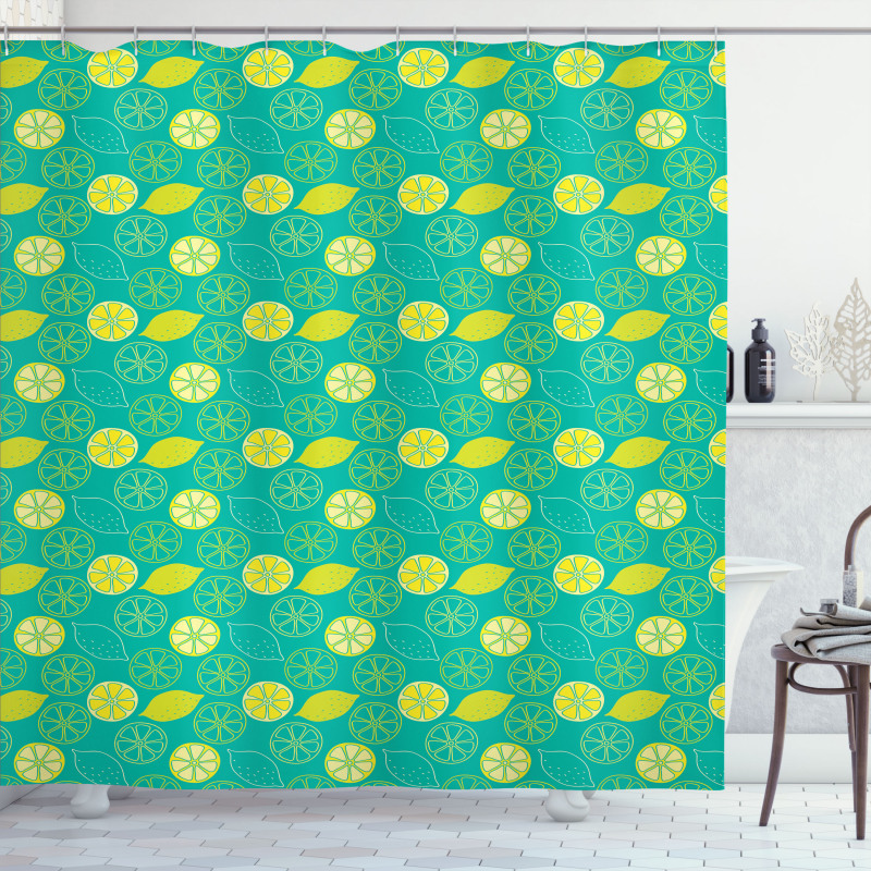 Pattern Citrus Lemons Shower Curtain