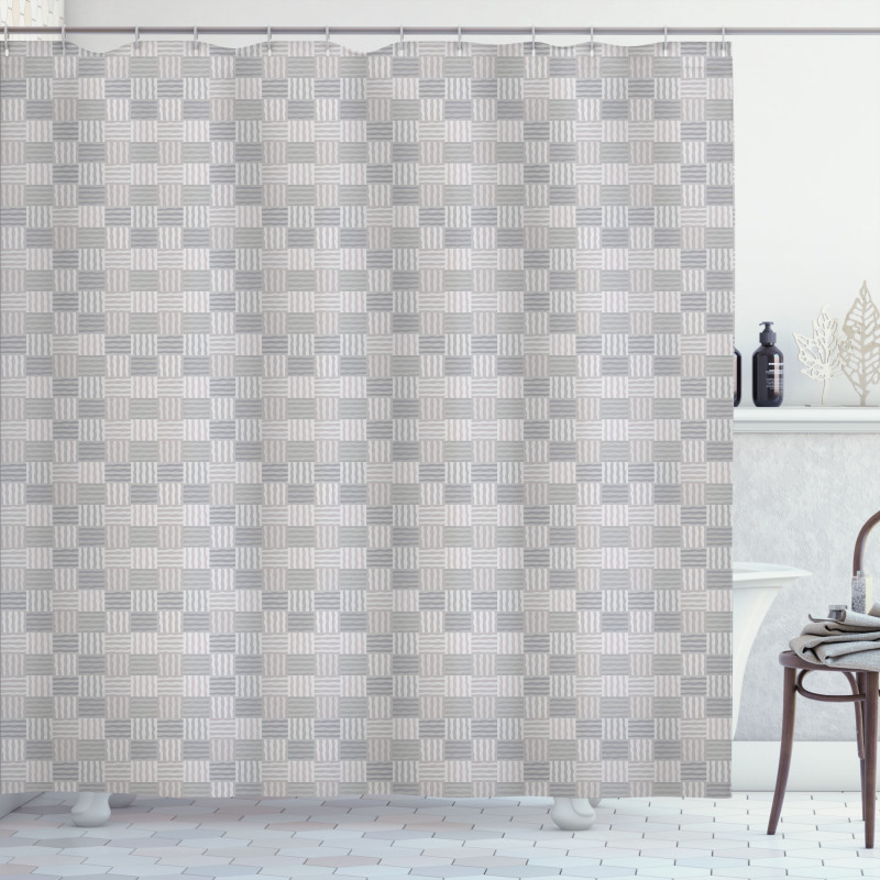 Squares with Wavy Lines Shower Curtain