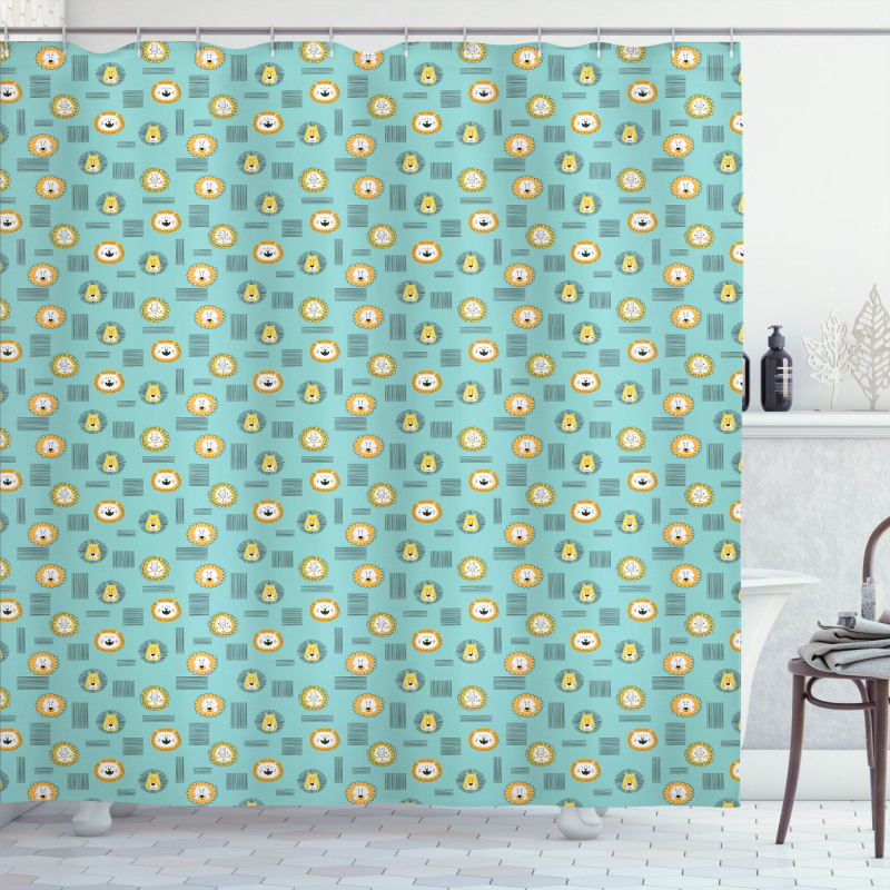 Childish Lion Drawings Shower Curtain