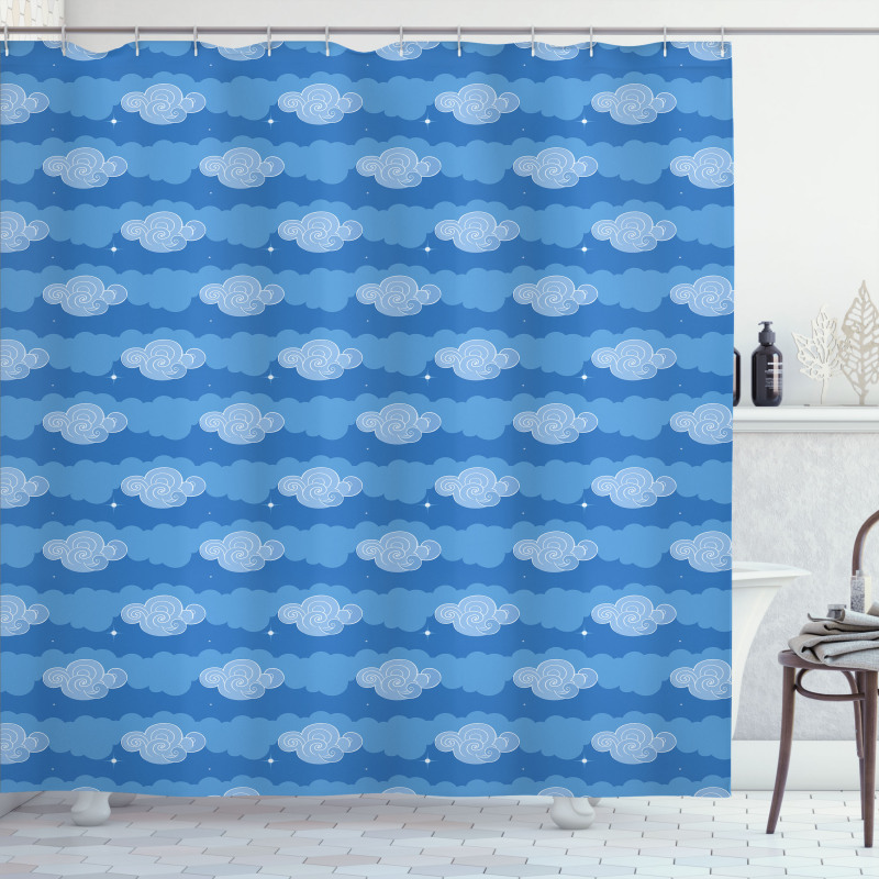 Sky with Clouds Doodle Shower Curtain