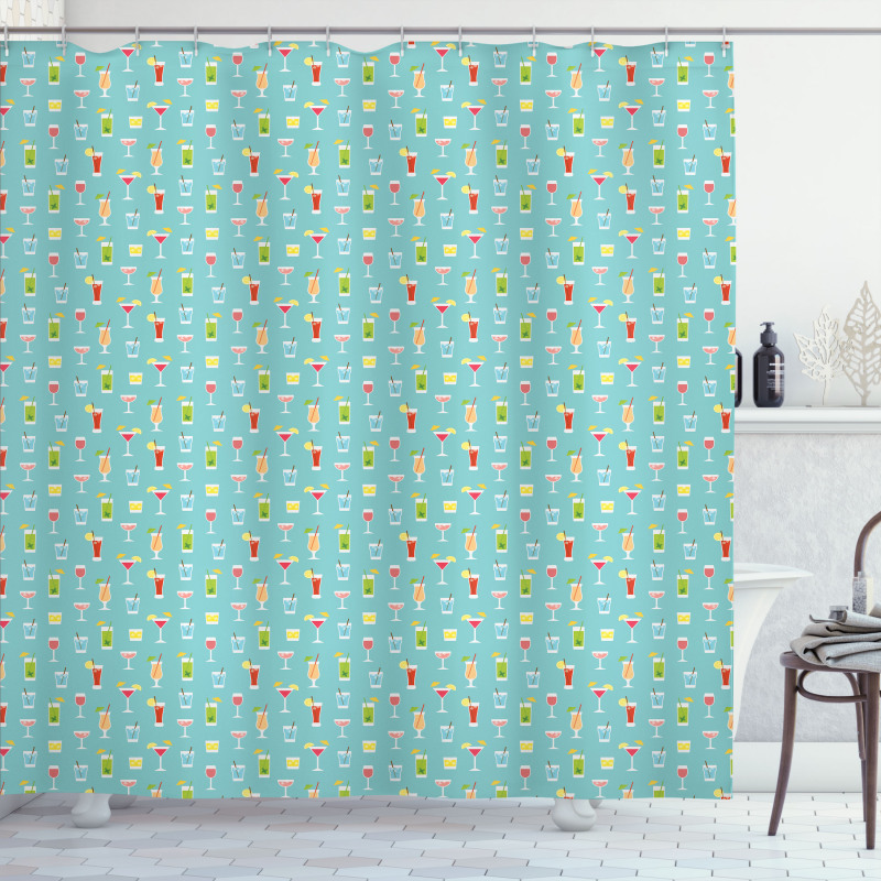 Party Beverages Pattern Shower Curtain