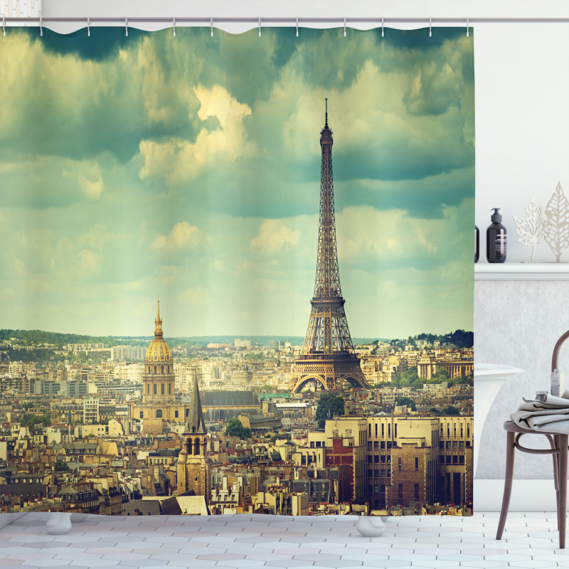 Building Aerial View Shower Curtain