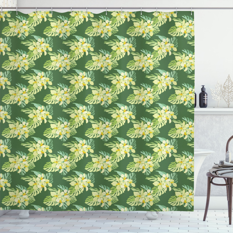Exotic Flowers and Leaves Shower Curtain