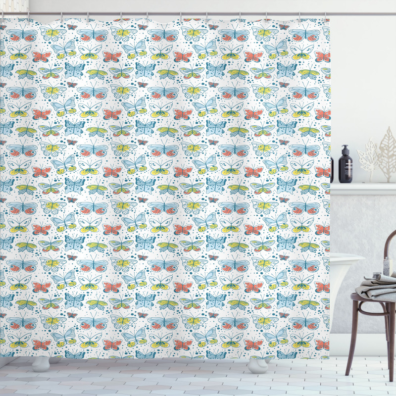 Simplistic Butterflies Art Shower Curtain