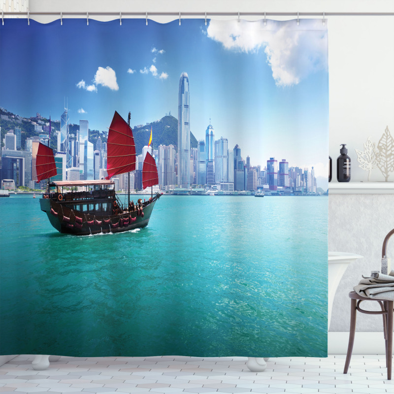 Hong Kong Harbour Boat Shower Curtain