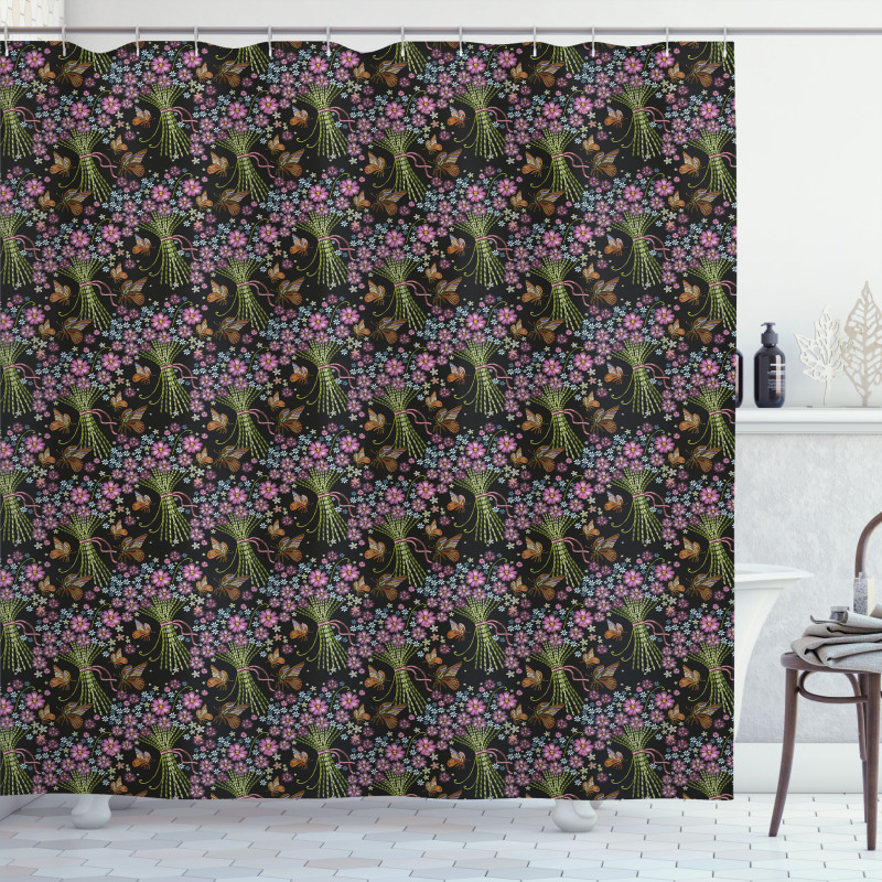 Bouquets and Butterflies Shower Curtain