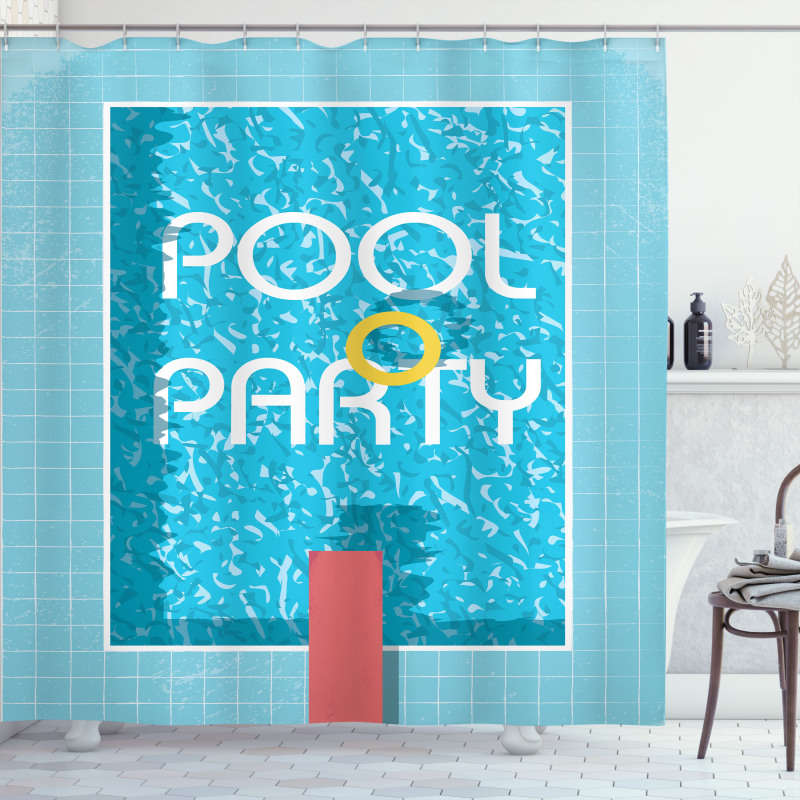 Retro Art Swimming Pool Shower Curtain