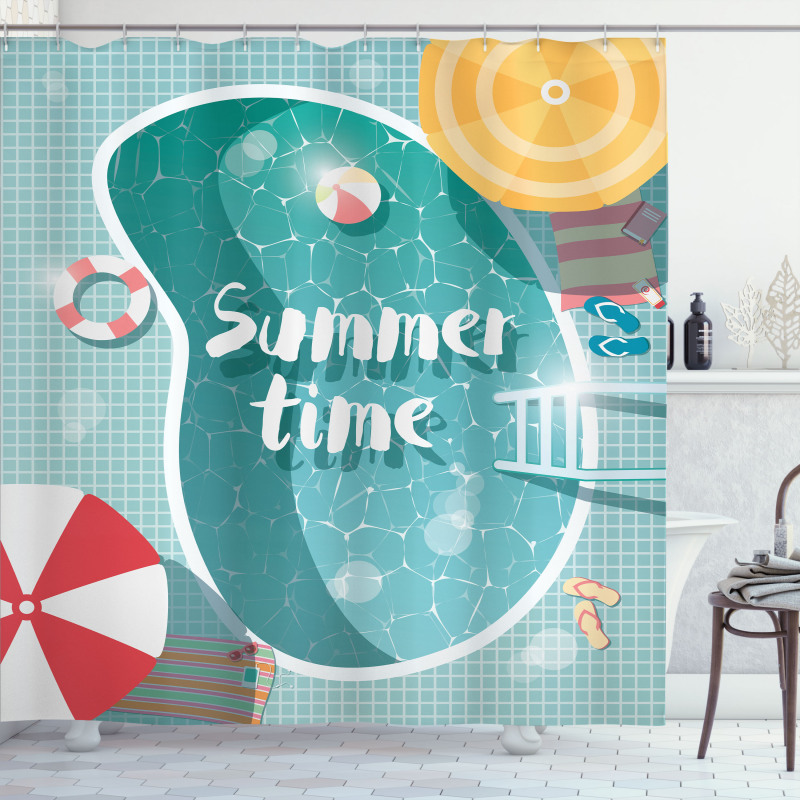 Top View Swimming Pool Shower Curtain