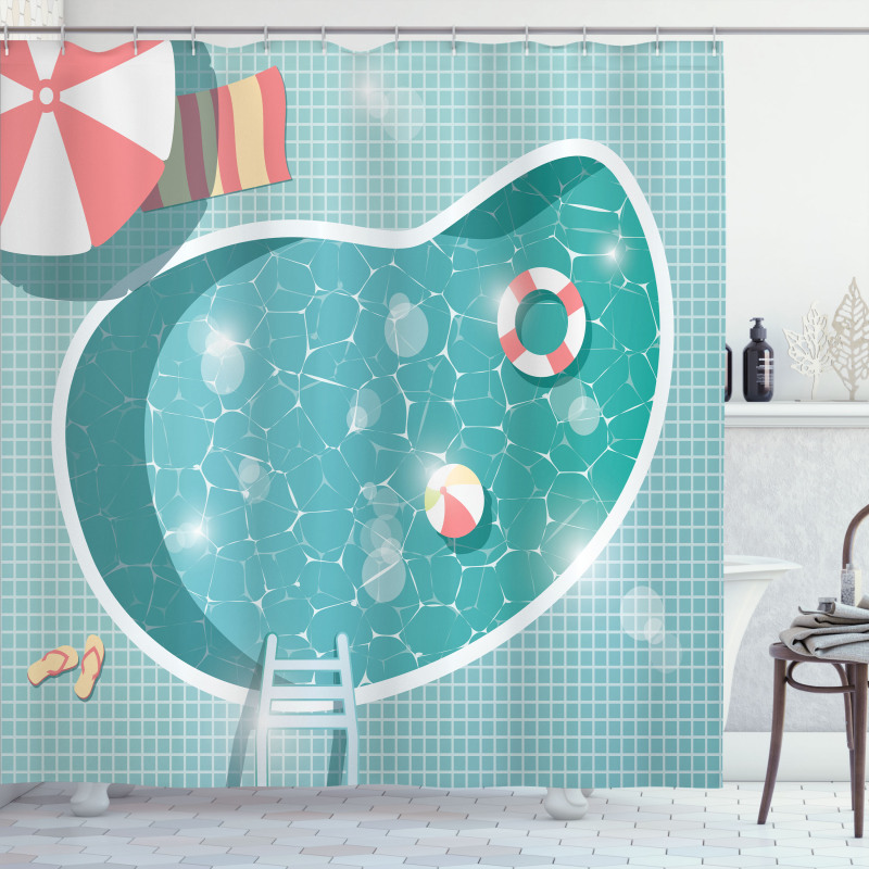 Aerial Poolside Image Shower Curtain