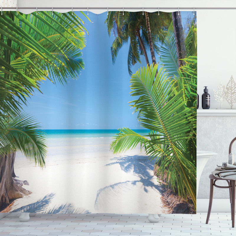 Palm Leaf Tropical Beach Shower Curtain