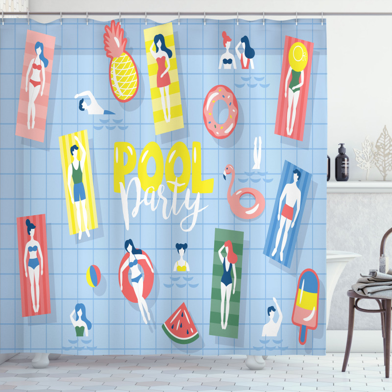 Doodle Characters Summer Shower Curtain