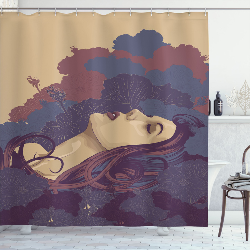 Abstract Floral Art Woman Shower Curtain