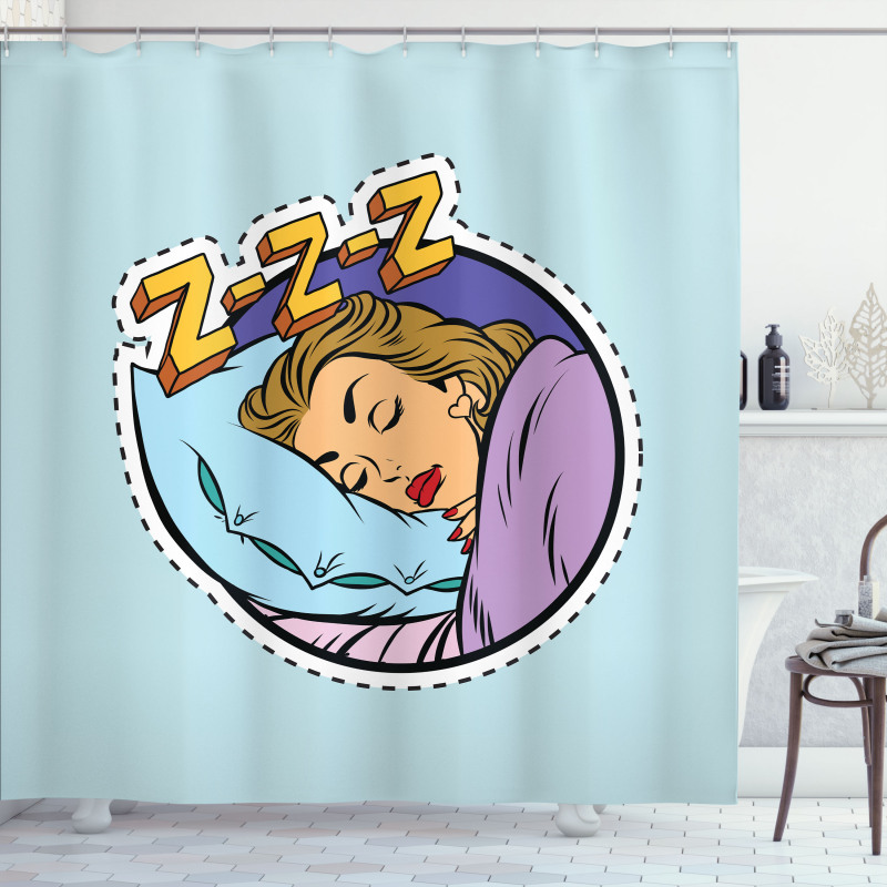 Comic Book Sleeping Girl Shower Curtain