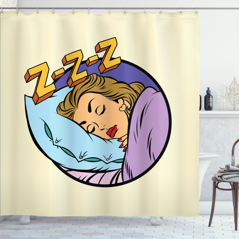 Beauty Sleeping Woman Pop Art Shower Curtain