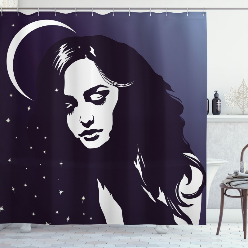 Ombre Dreaming Woman Night Shower Curtain