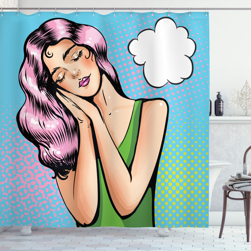 Girl Sleeping Retro Pop Art Shower Curtain