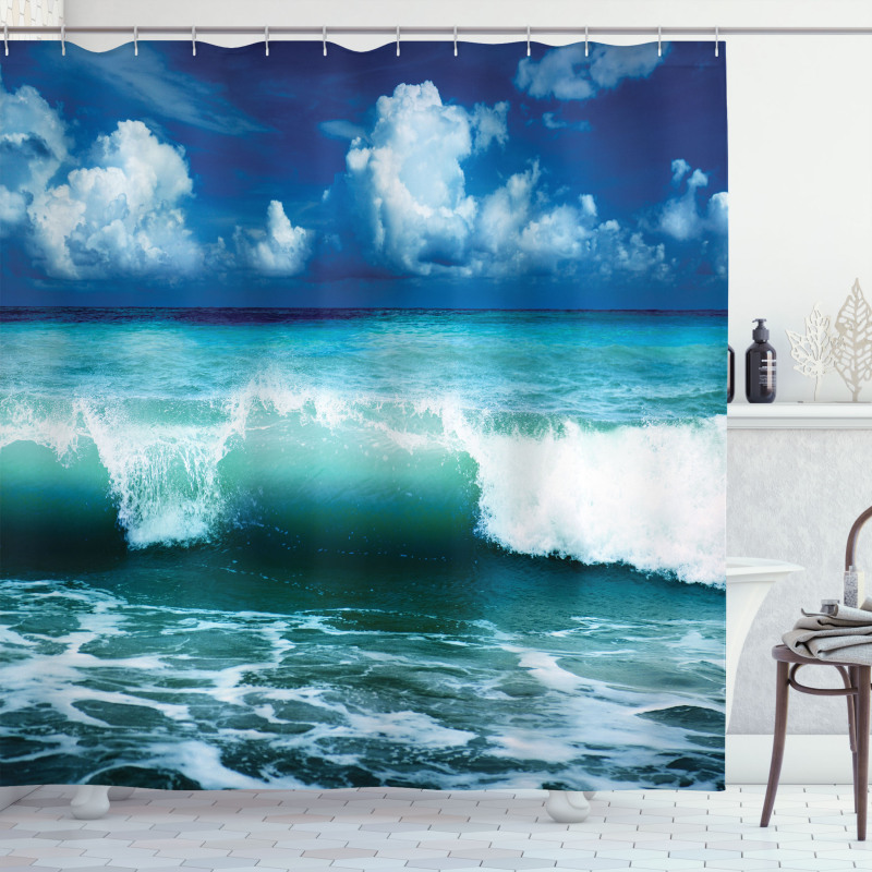 Caribbean Seascape Waves Shower Curtain