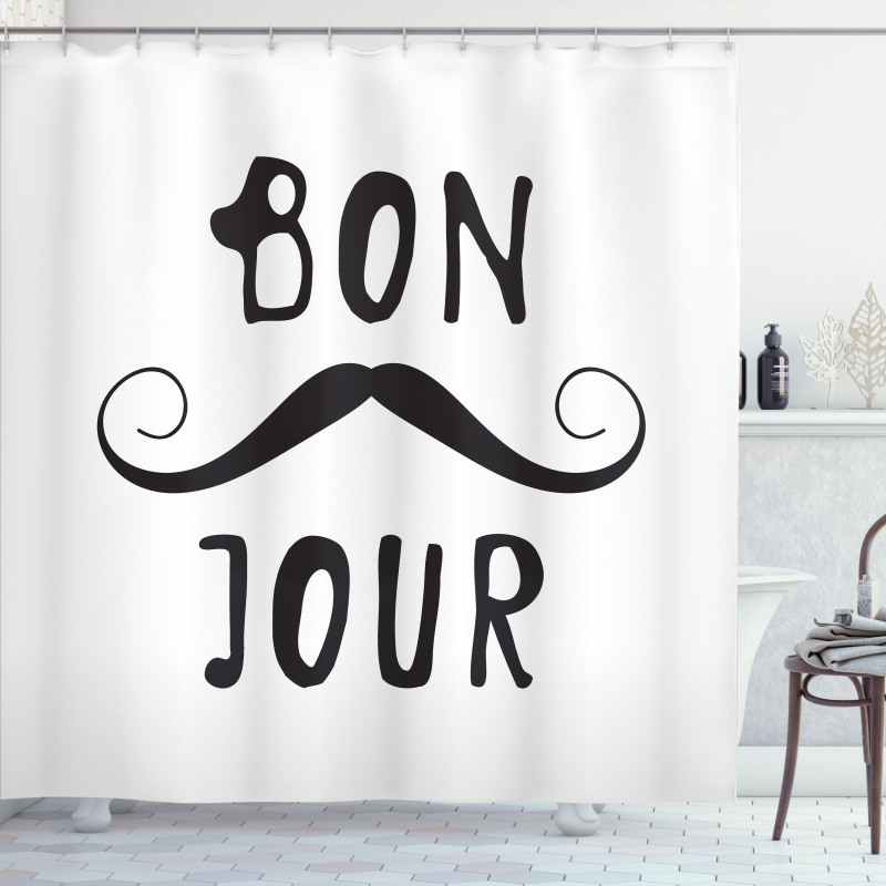 Manly Mustache and Bonjour Shower Curtain