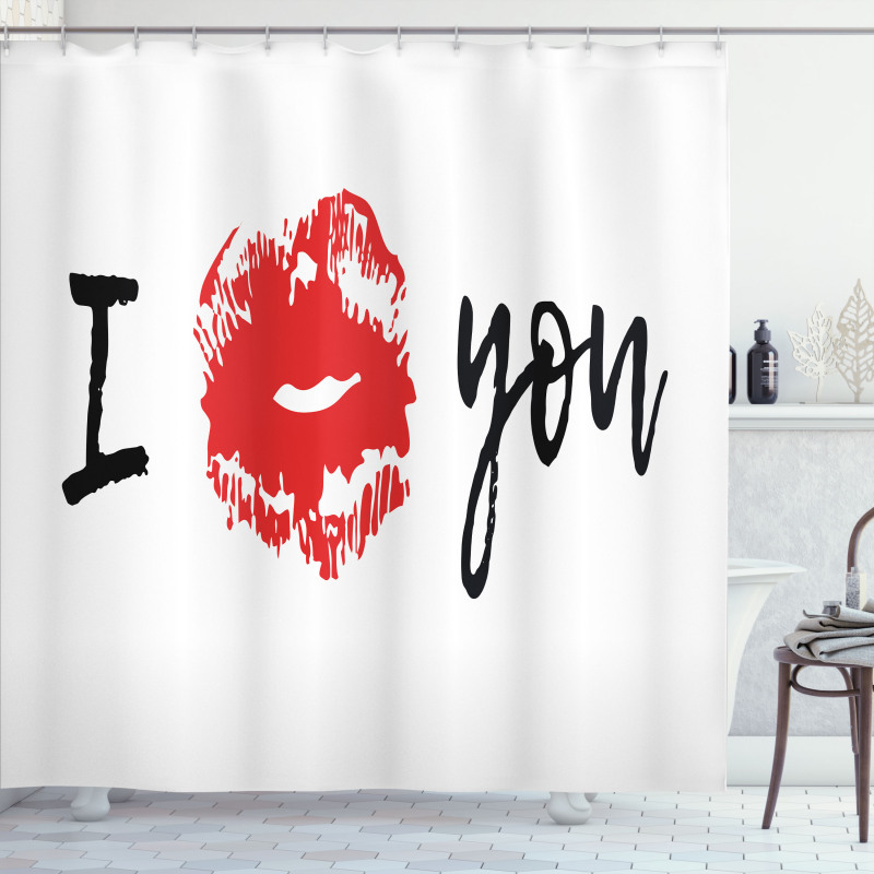 I Kiss You with Lipstick Print Shower Curtain